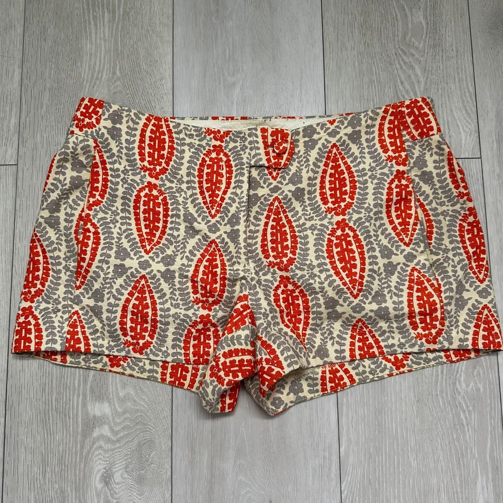J crew cotton blend paisley gray and orange mini shorts size 8